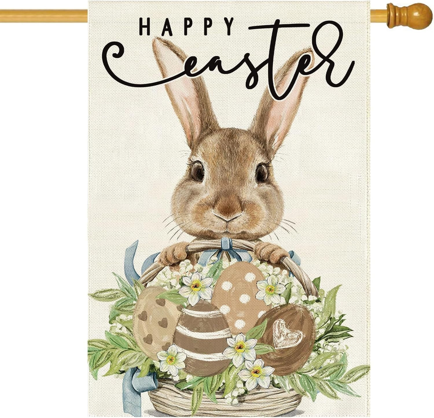 Easter House Flag Bunny Eggs Basket Laurel Floral Large Yard Flag 28 x 40 Inch Double Sided Burla... | Walmart (US)