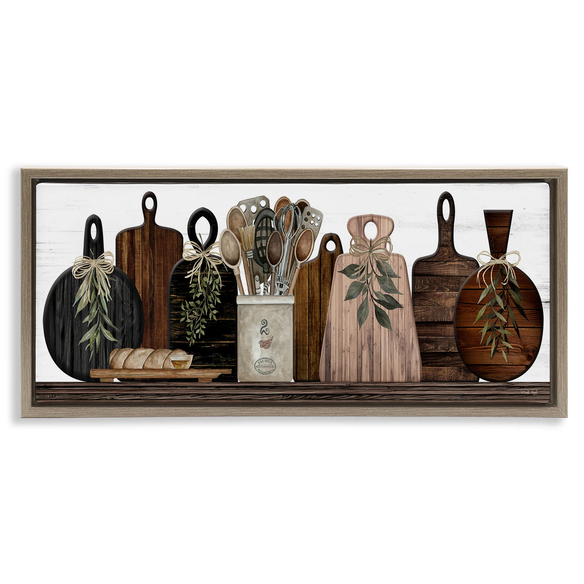 August Grove® Wooden Kitchen Items Framed Floater Canvas Wall Art by Cindy Jacobs | Wayfair | Wayfair North America