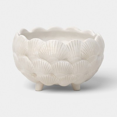8" Ceramic Outdoor Clam Shell Planter Ivory - Threshold™ designed with Studio McGee | Target