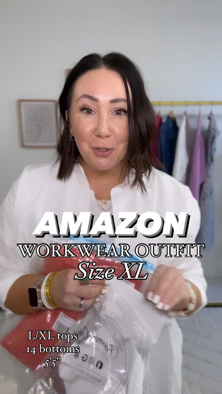 Amazon workwear look for spring and summer!  These pants!  Love them so much. The color is so pretty and they fit my curves perfectly. Feels like I’m wearing a soft pair of pajama pants!  XL in mine. Love the sleeves on this top. Nice and stretchy and not see through. XL in mine. Flats are the most comfortable ones I own. Fit tts    

#LTKSeasonal #LTKworkwear #LTKmidsize