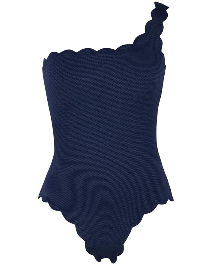 Mycoco Women's One Piece Swimsuit One Shoulder Swimwear Bathing Suit with Scalloped Trim | Amazon (US)