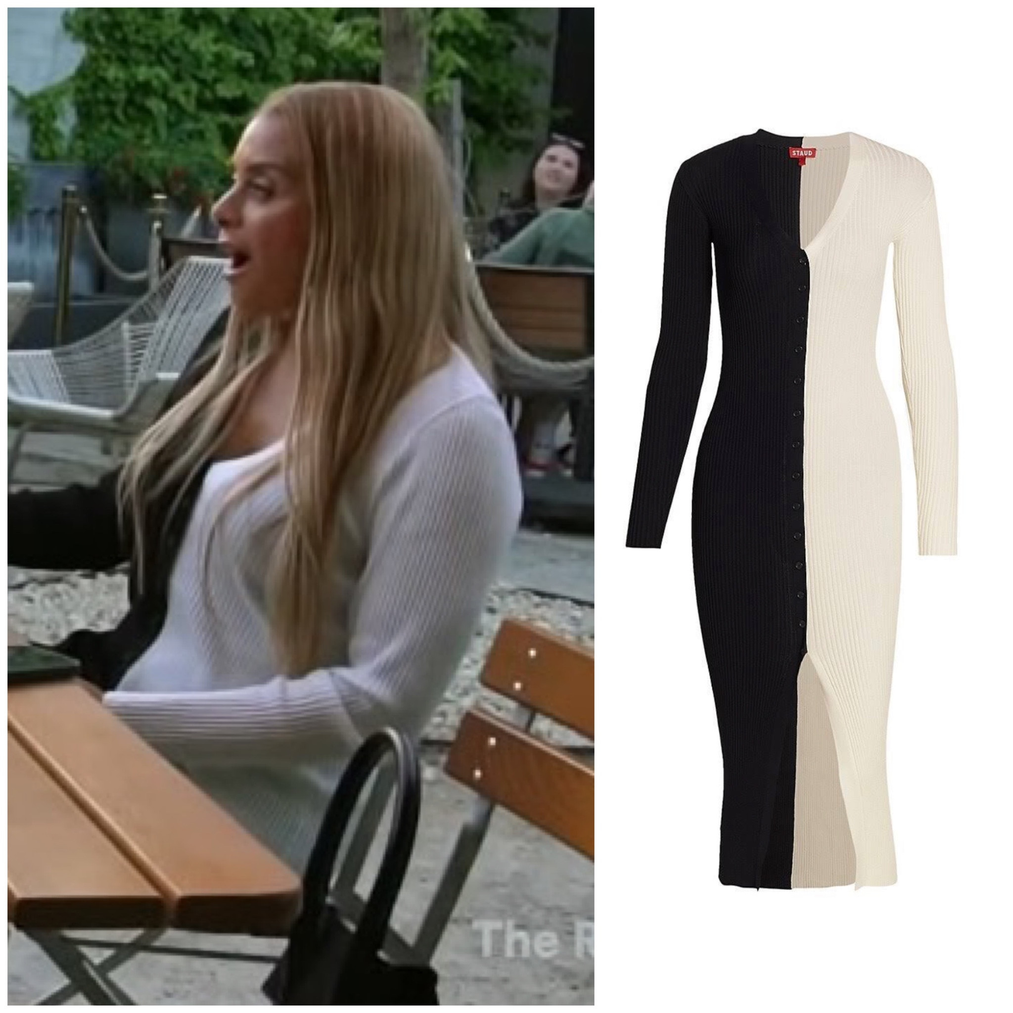 Robyn Dixon’s Black and White Button Down Sweater Dress