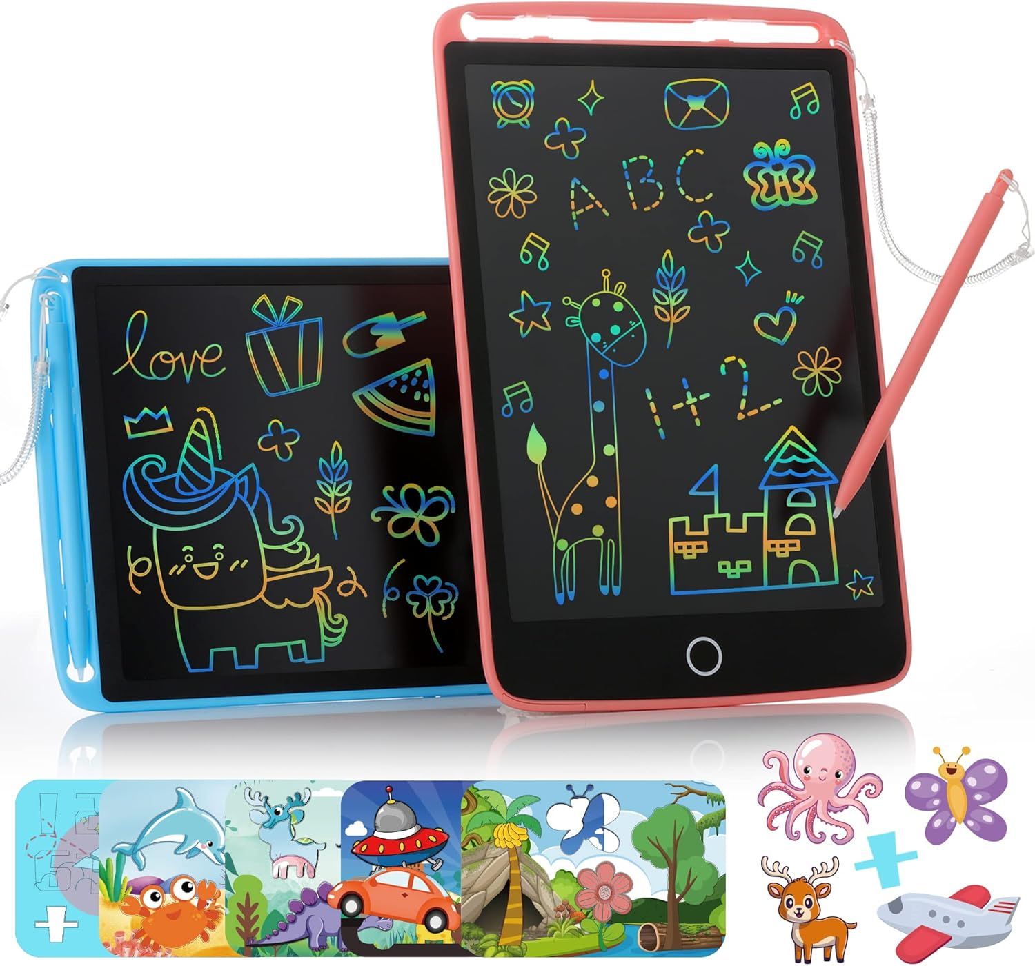 LCD Writing Tablet for Kids, 2 Pack 10 Inch Colorful Screen Drawing Tablet with Stylus & Magnets,... | Amazon (US)