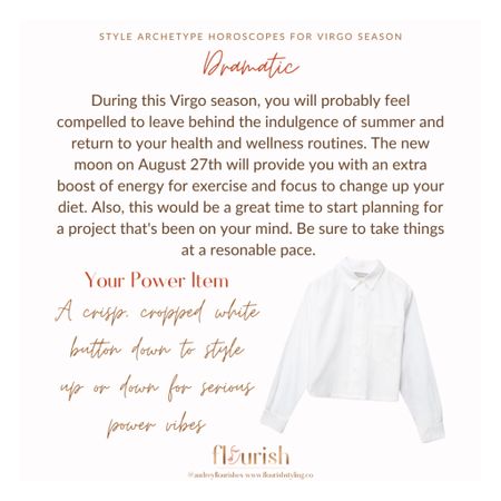 Virgo season is upon us! We are just in time for the New Moon in Virgo which will be exact on Saturday, August 27th. It is a great time to reflect and set your goals for the next lunar cycle. What does this season have in store for you? Check out our horoscopes by Style Archetype + power items below!

#LTKSeasonal #LTKtravel #LTKstyletip