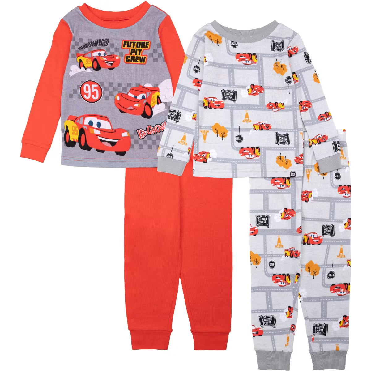 Disney Toddler Boys' 4-Piece Pixar Cars Cotton Pajama Sets, Red/Gray, 3T | Target