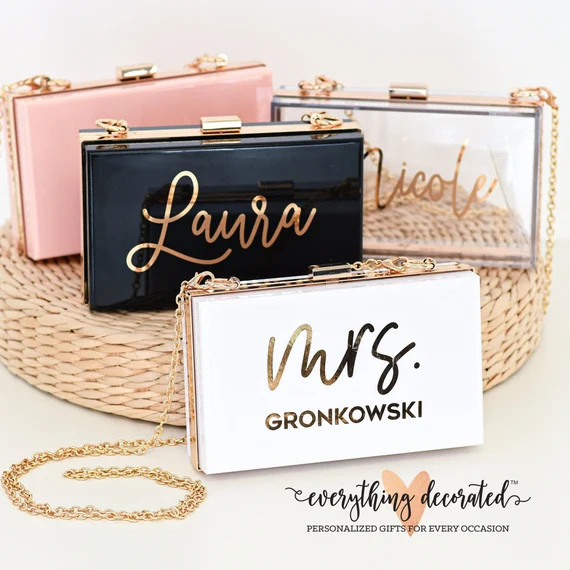Personalized Acrylic Clutch Purse Bridesmaid Clutch Bag | Etsy | Etsy (US)