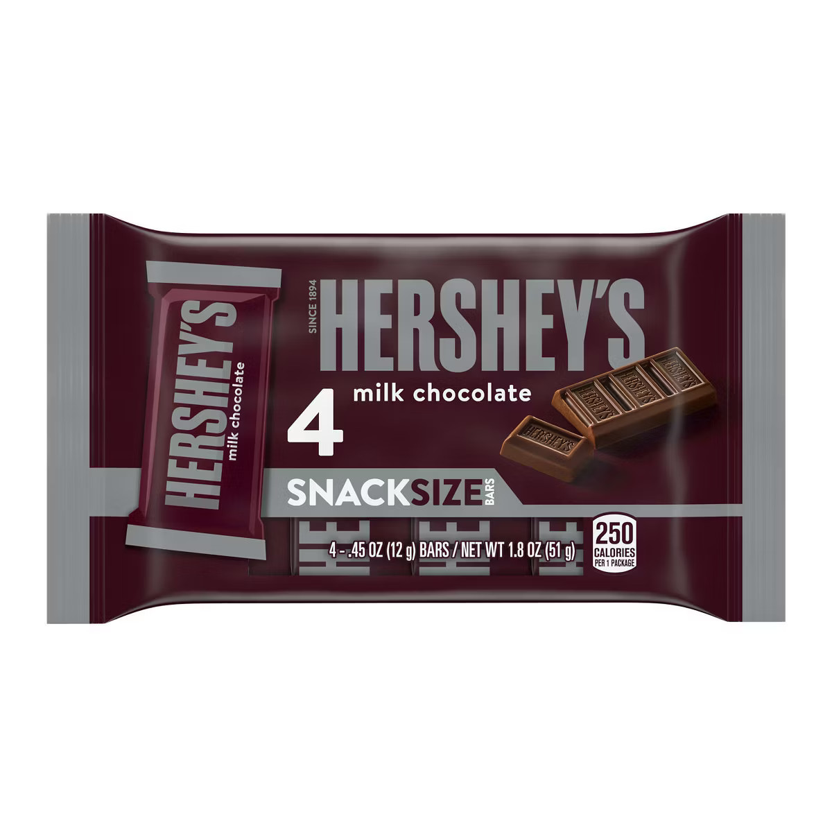 Hershey's Milk Chocolate Snack Size Candy Bars - 1.8oz/4ct | Target
