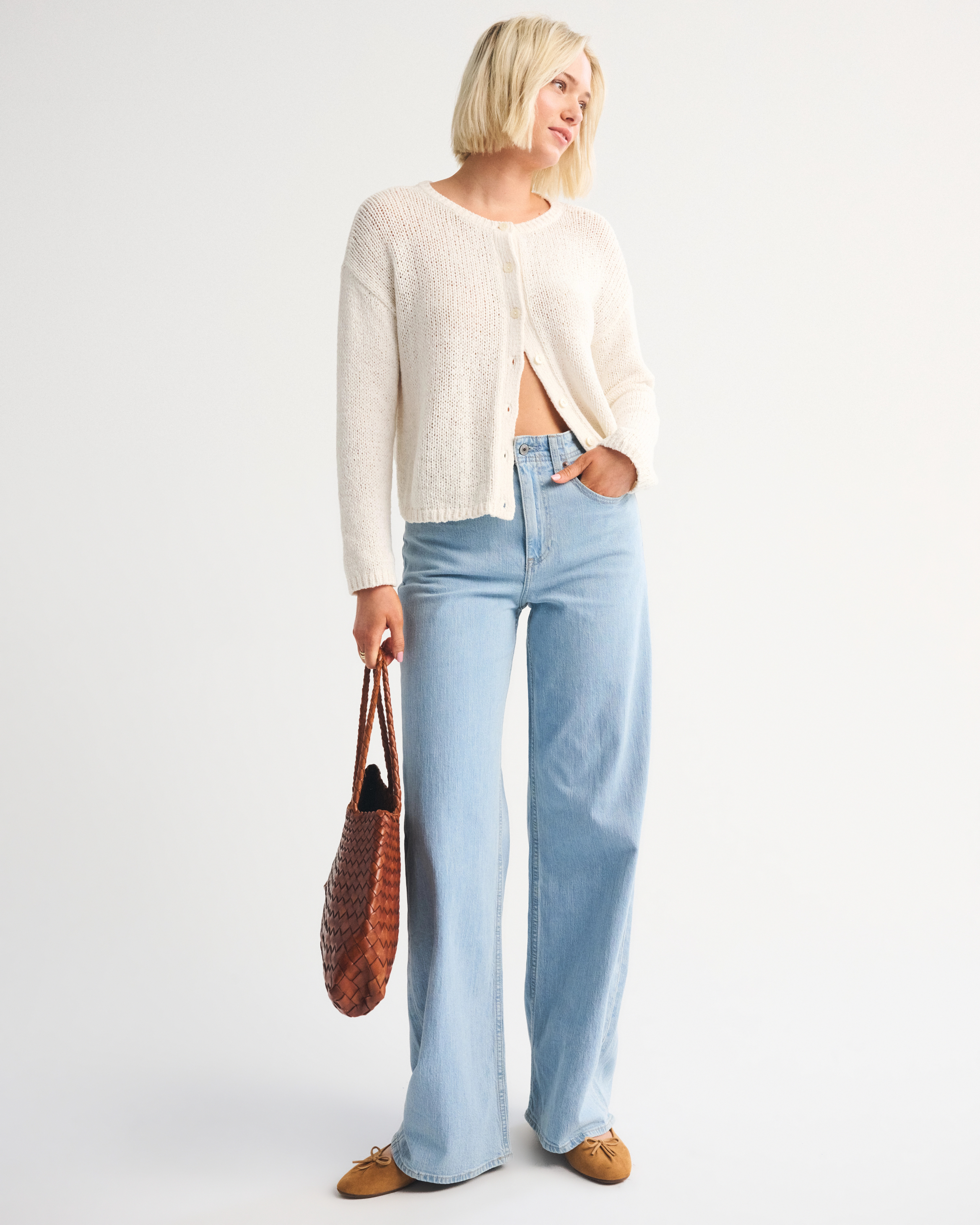 Linen-Blend High Rise Wide Leg Jean | Abercrombie & Fitch (US)