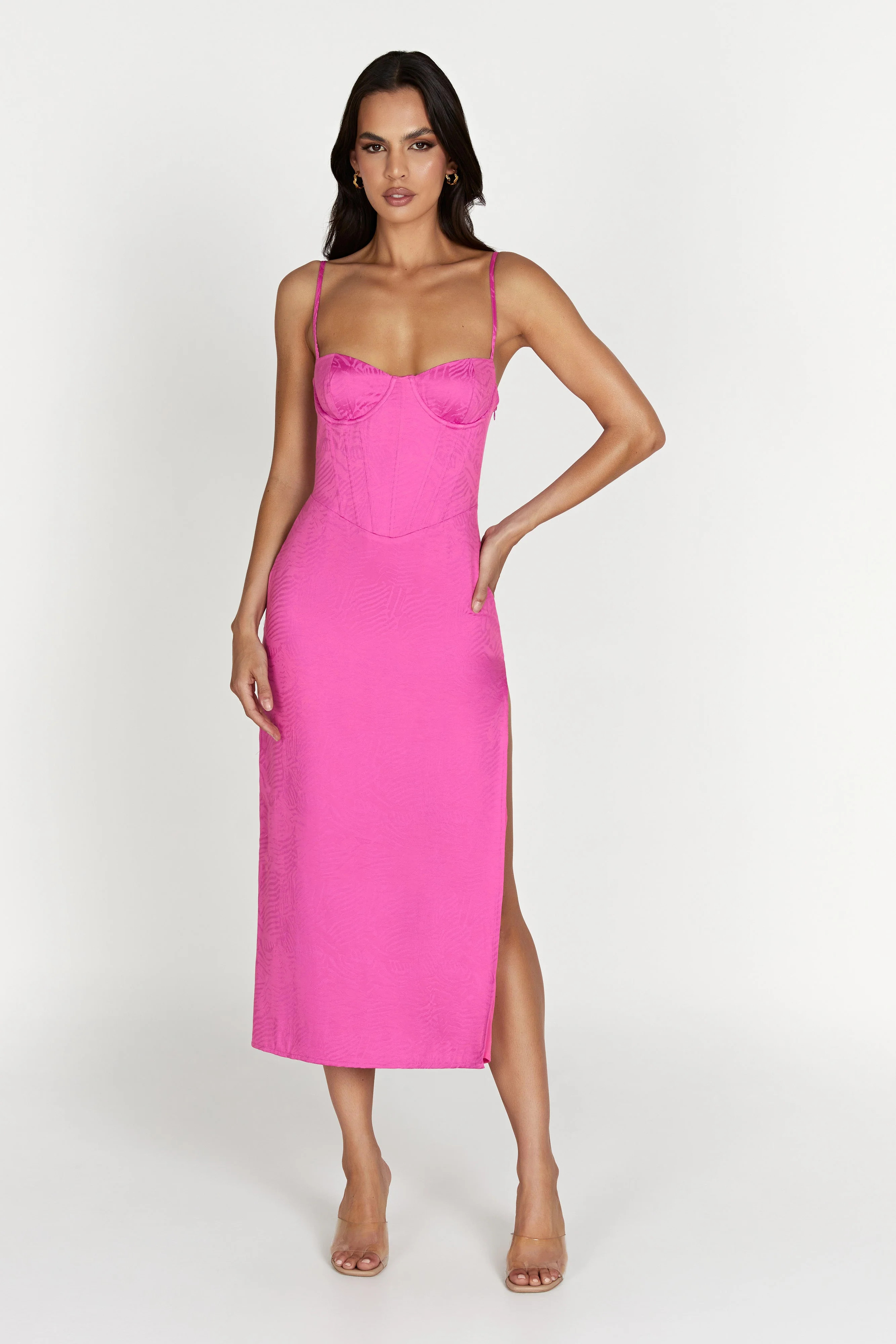 Maggie Corset Midi Dress - Rose Pink | MESHKI US