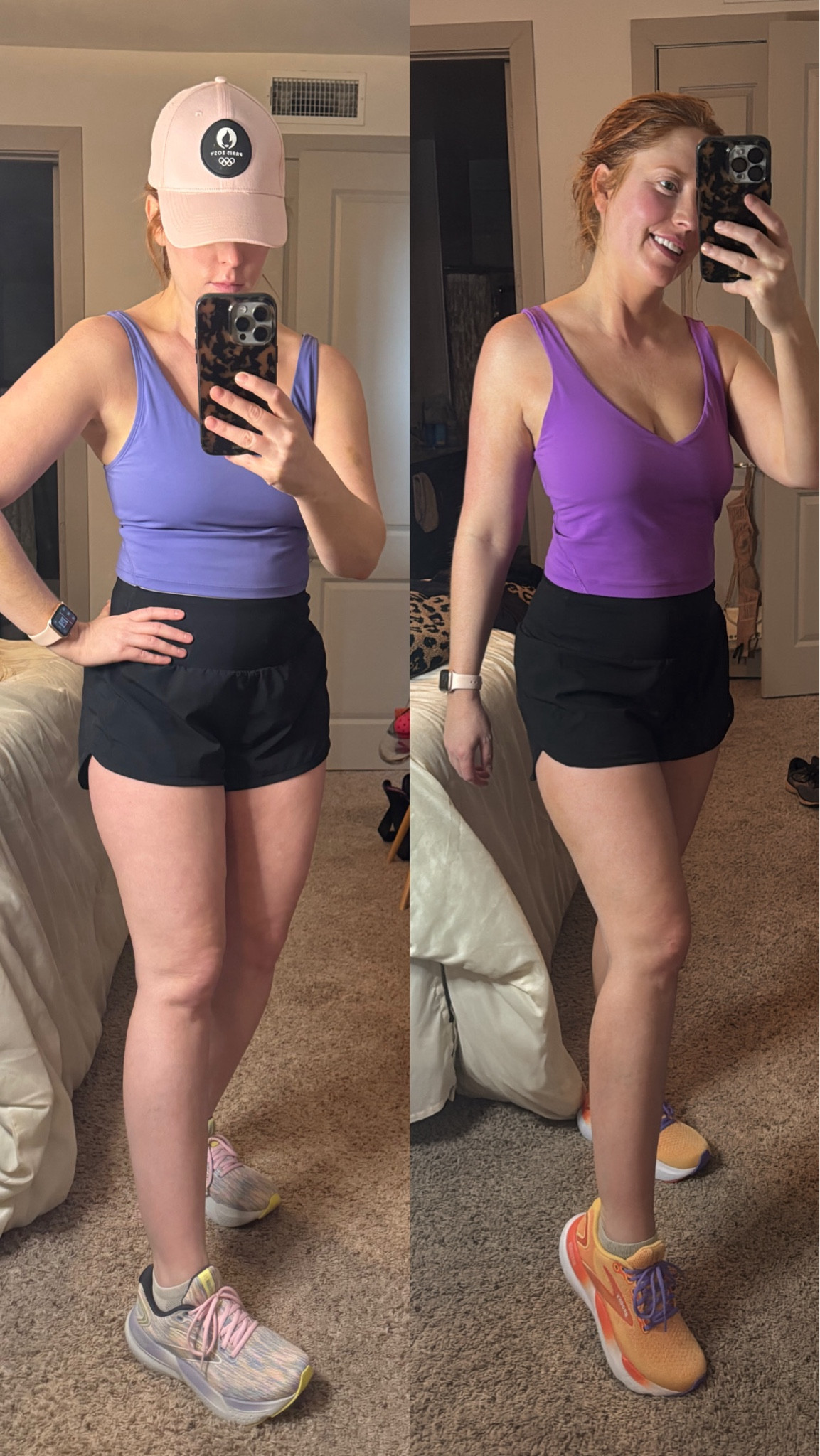 Left-top linked size medium & shorts linked size medium. I size up a whole size in tennis shoes wearing an 8-brooks.
Right-lulu align top out of stock size 10 & shorts linked medium, shoes size 8 brooks💗

#LTKShoeCrush #LTKFitness