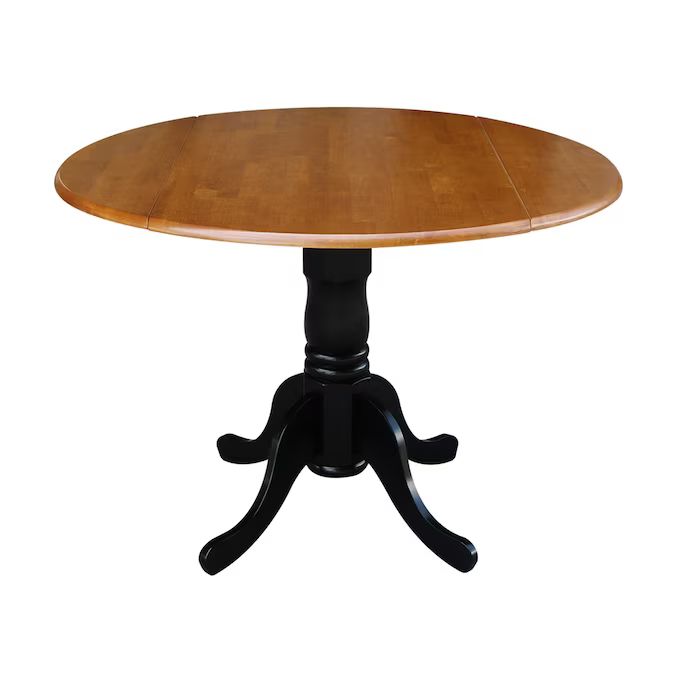International Concepts Cherry/Black Round Extending Removable Leaf Dining Table, Wood Black Wood ... | Lowe's