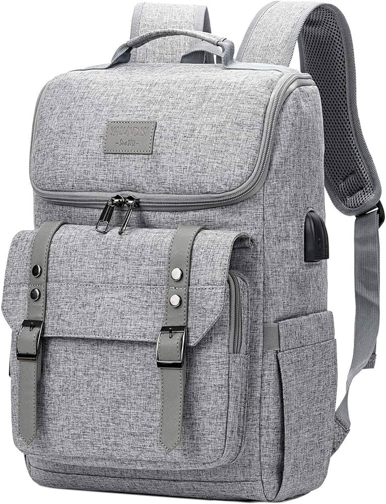 YALUNDISI Vintage Backpack Travel Laptop Backpack with usb Charging Port for Women & Men College ... | Amazon (US)