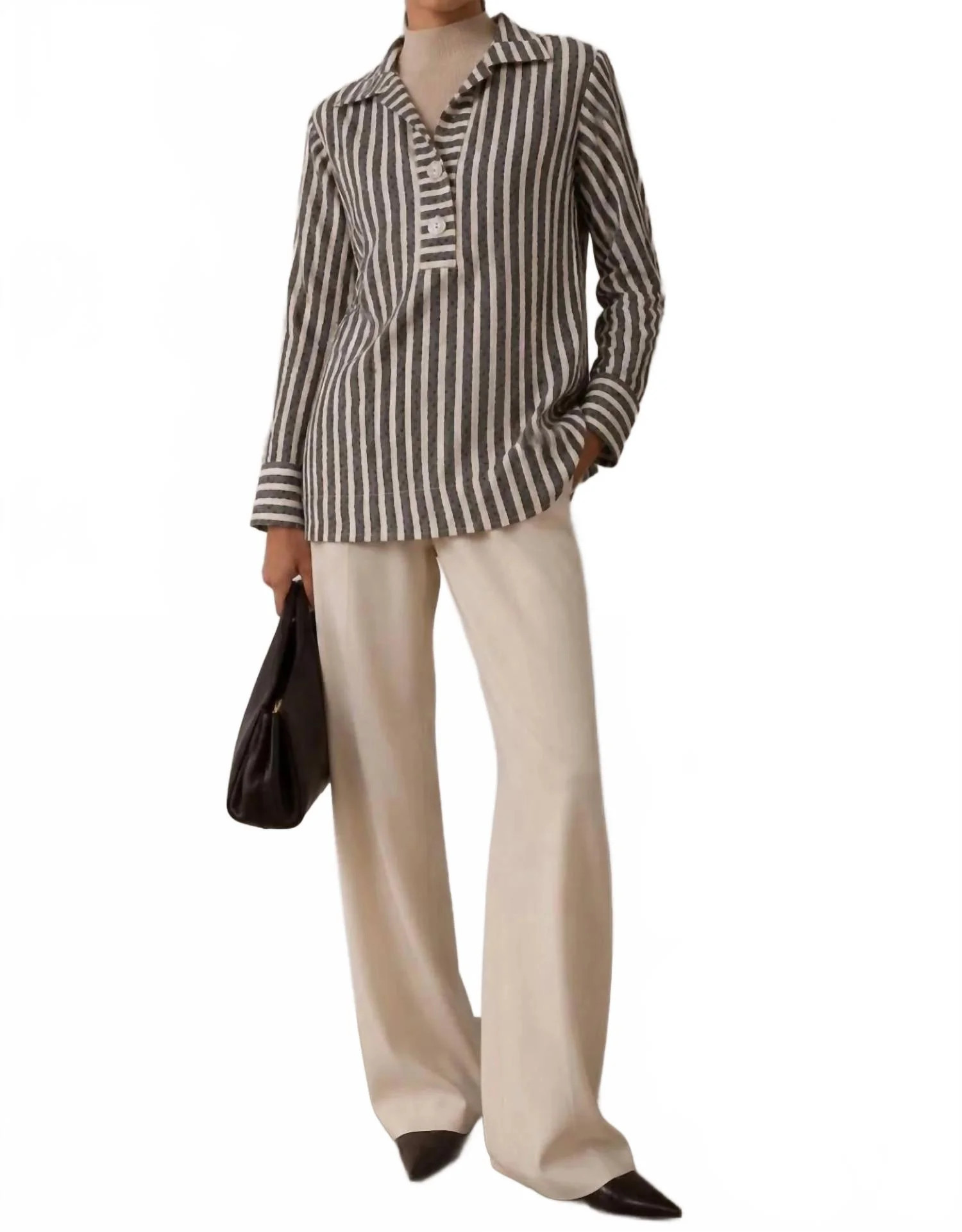 The First Class Tunic Top In Black/sand | Shop Simon