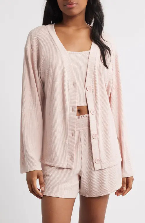 Open Edit Comfy Thermal Shortie Pajamas in Pink Sepia Marl at Nordstrom, Size Medium | Nordstrom