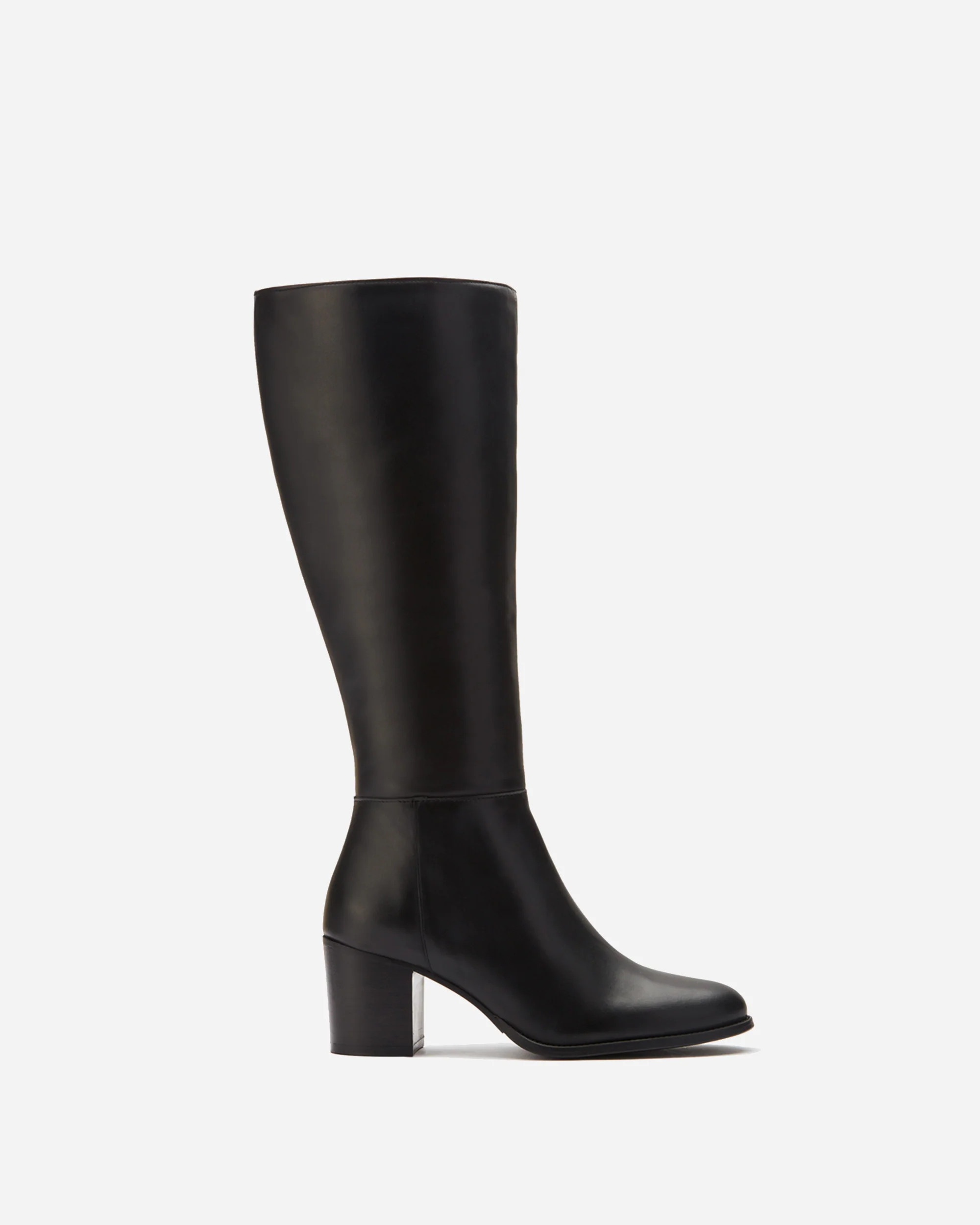 Dalia Petite Knee High Boots in Black Leather | DuoBoots