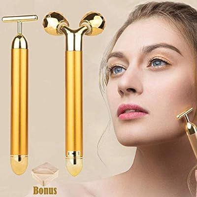 2 in 1 Face Massager Roller 24k Facial Golden Pulse Electric 3D Roller and T Shape Arm Eye Nose H... | Amazon (US)