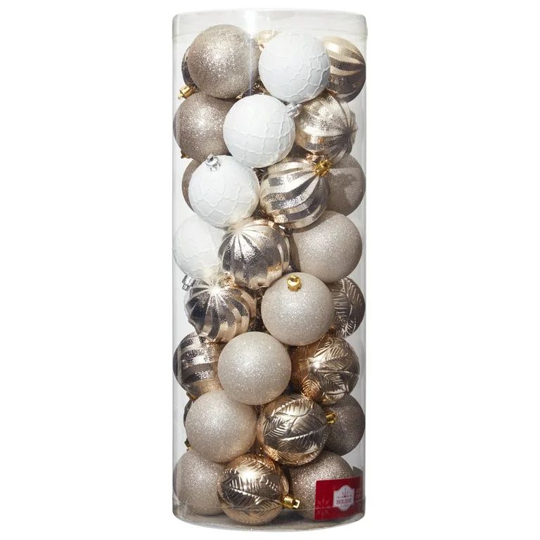 Champagne Shatterproof Christmas Ball Ornaments, 50 Count, by Holiday Time | Walmart (US)