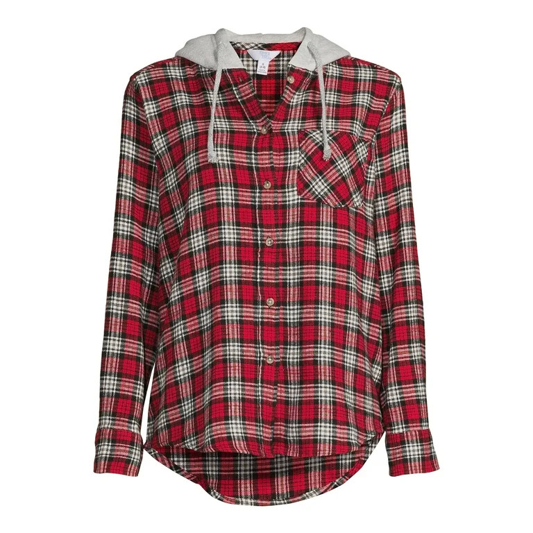 Time And Tru Women's Hooded Flannel | Walmart (US)