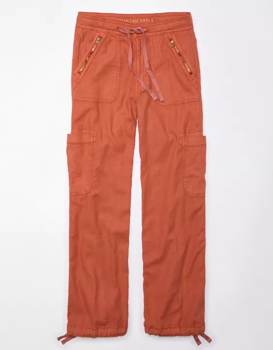 AE Dreamy Drape Linen-Blend Baggy Wide-Leg Cargo Pant | American Eagle Outfitters (US & CA)
