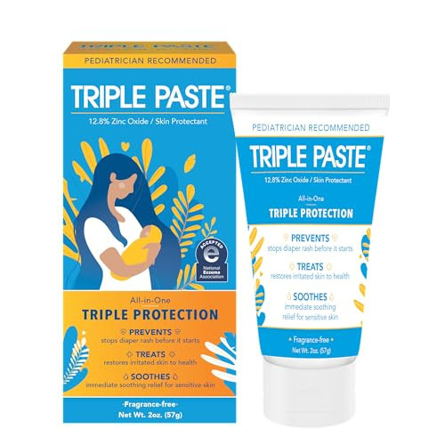 Triple Paste Diaper Rash Cream for Baby - 2 oz Tube - Zinc Oxide Ointment Treats, Soothes and Prevents Diaper Rash - Pediatrician-Recommended Hypoallergenic Formula with Soothing Botanicals | Amazon (US)