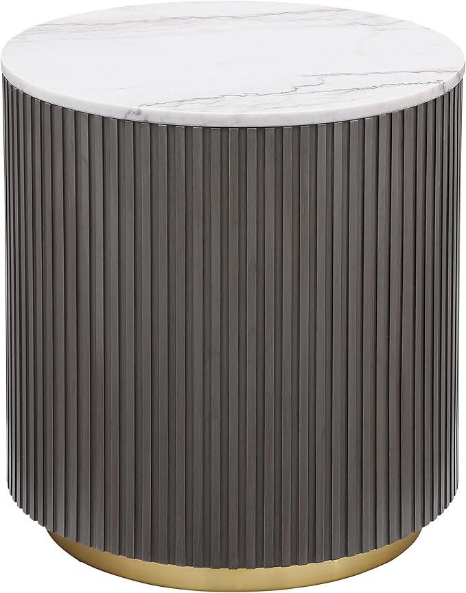 Coaster Home Furnishings - Jason - Round Marble Top Side End Table with Gold Metal Base and Ribbe... | Amazon (US)