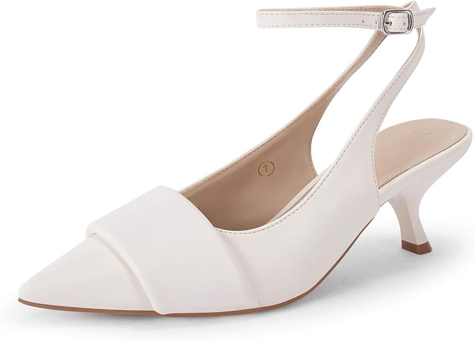 Coutgo Womens Slingback Kitten Heels Closed Pointed Toe Dress Shoes Ankle Strap Elegant Wedding O... | Amazon (US)