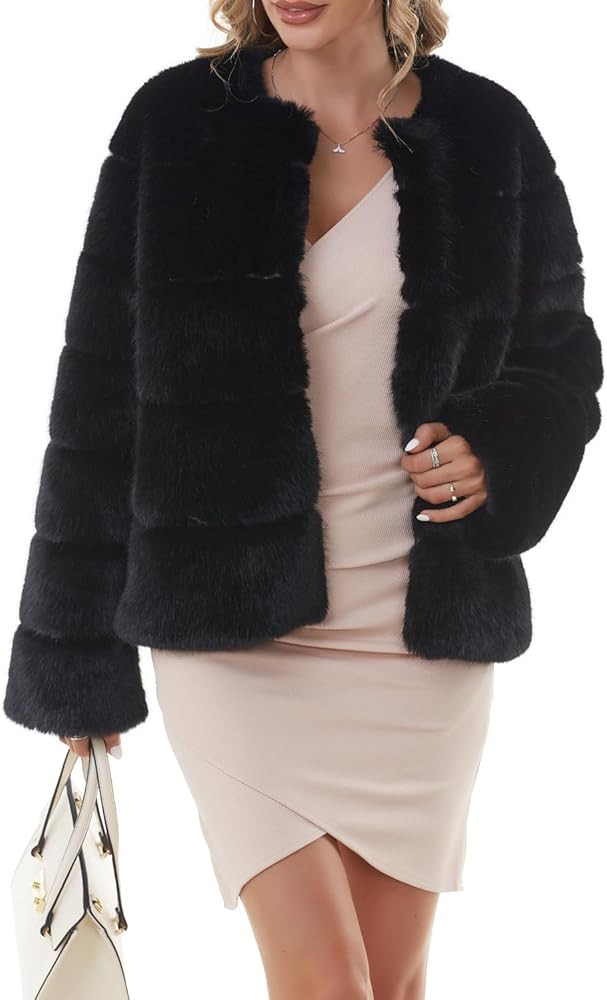 QUENTY PIELIES Faux Fur Coat Women’s Jacket Winter Long Sleeve Overcoat Warm | Amazon (US)