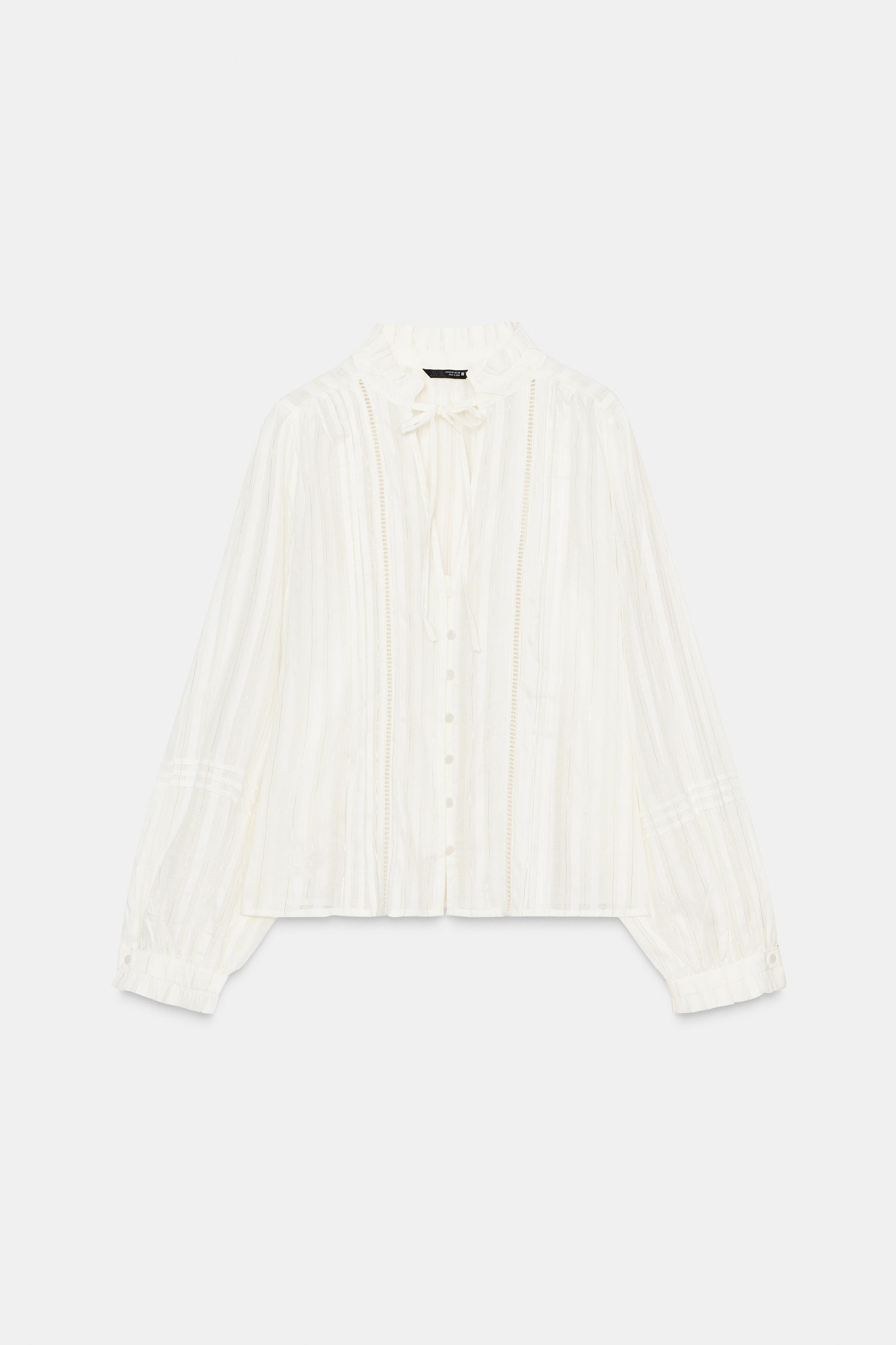 ROMANTIC LACE INSERT BLOUSE | Zara US