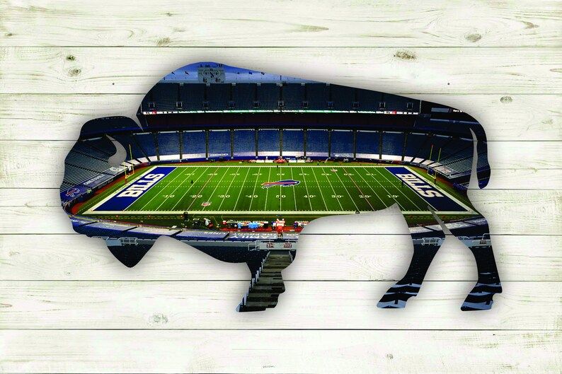 Silhouette Buffalo Bills Nighttime Sideline Stadium Metal Wall Hanging | Etsy (US)