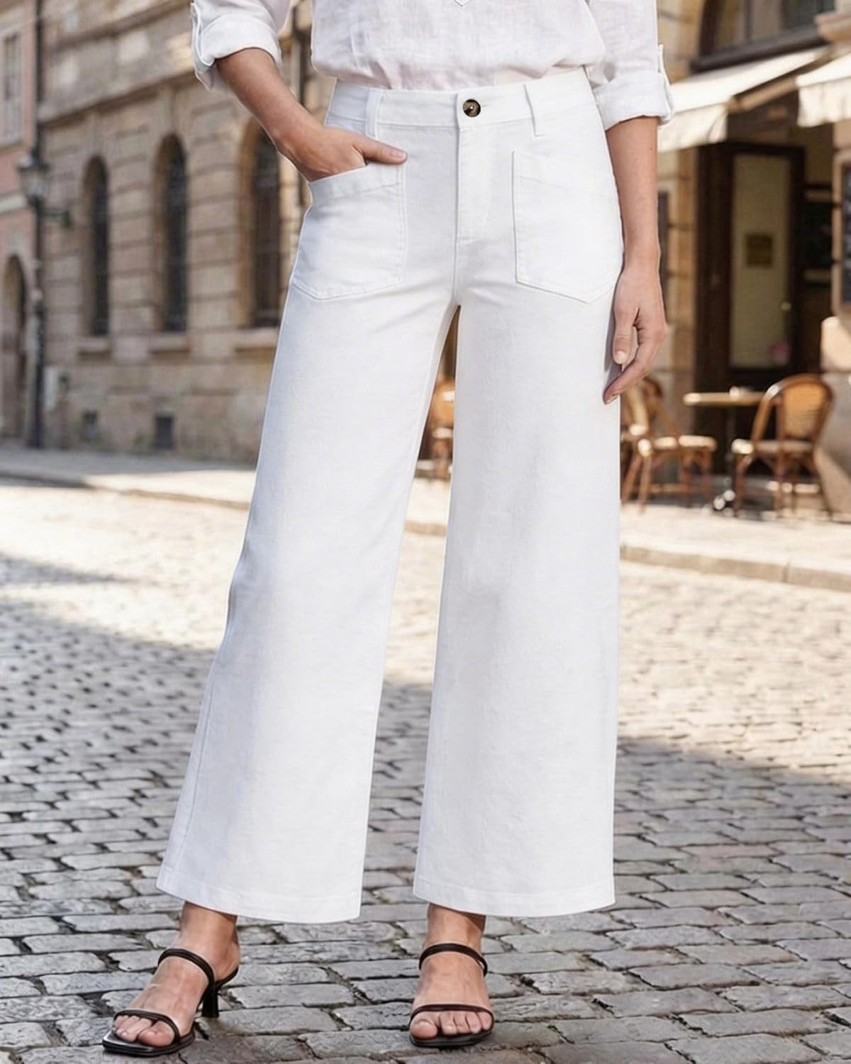 Wide Leg Jeans for Women High Waisted Straight Leg Stretchy Denim Pants | Amazon (US)