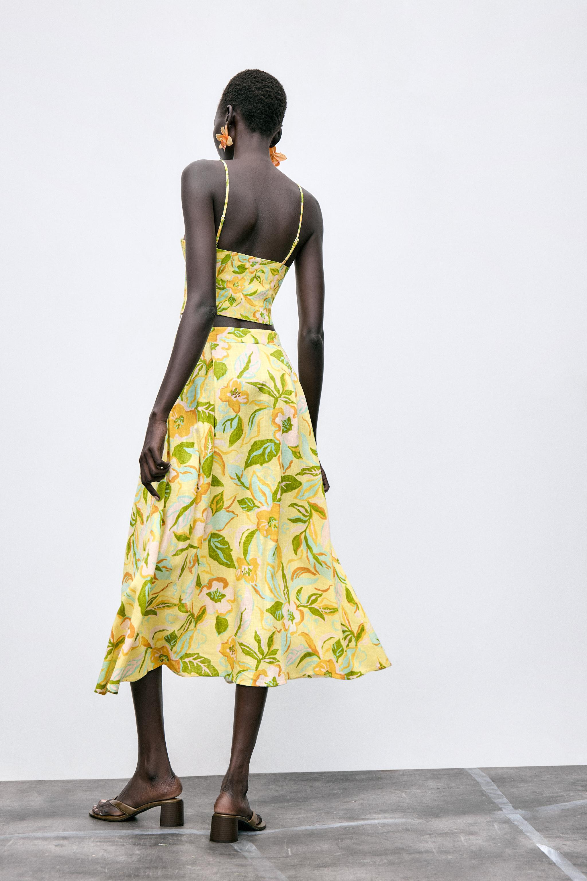 PRINTED LINEN SKIRT | Zara US