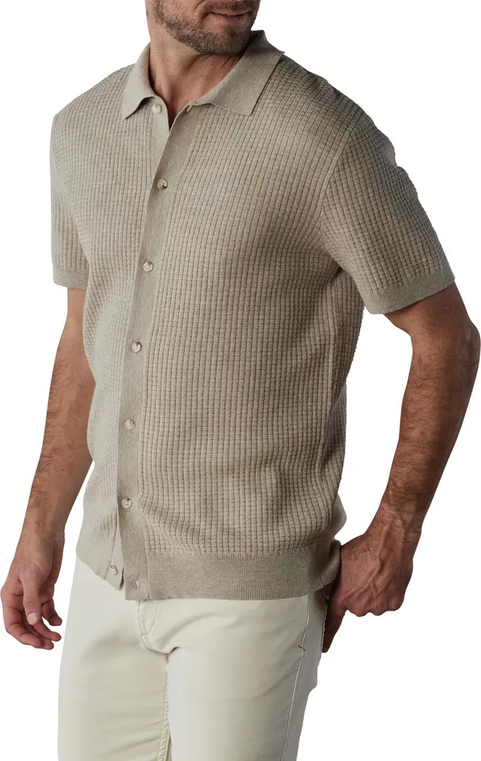 Waffle Stitch Short Sleeve Polo Sweater | Nordstrom