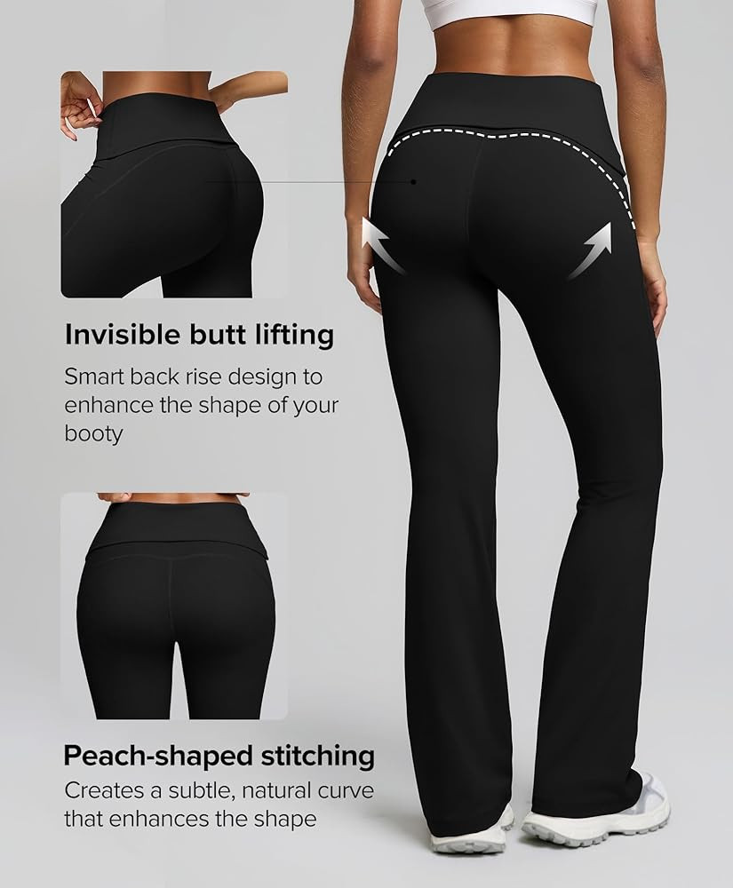 BRXL No Front Seam Fold Over Flare Leggings for Tall Women 31" Foldover Slim Leggings Mid Low Wai... | Amazon (US)