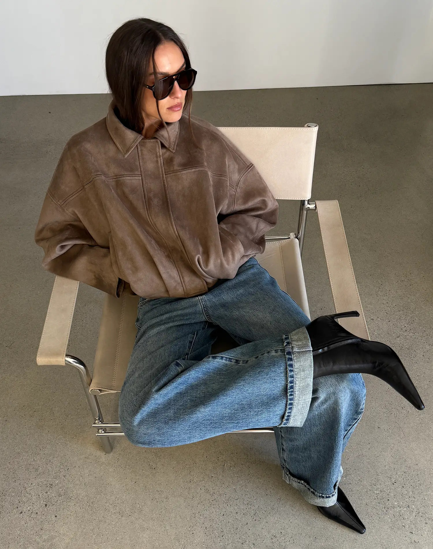 Faux Suede Collared Bomber Jacket | Glassons (Australia)