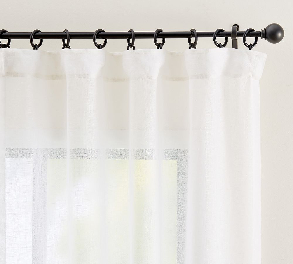 Custom Emery Linen Sheer Drape - White | Pottery Barn (US)