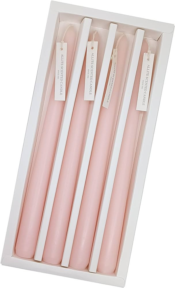4 PCS Baby Pink Taper Candles - Rose Scented Candles - 10 inch Tall Candles for Holiday Valentine... | Amazon (US)