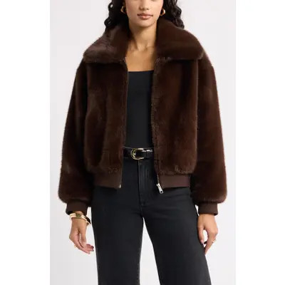 Open Edit Faux Fur Jacket in Beige Oatmeal at Nordstrom, Size X-Small | Nordstrom