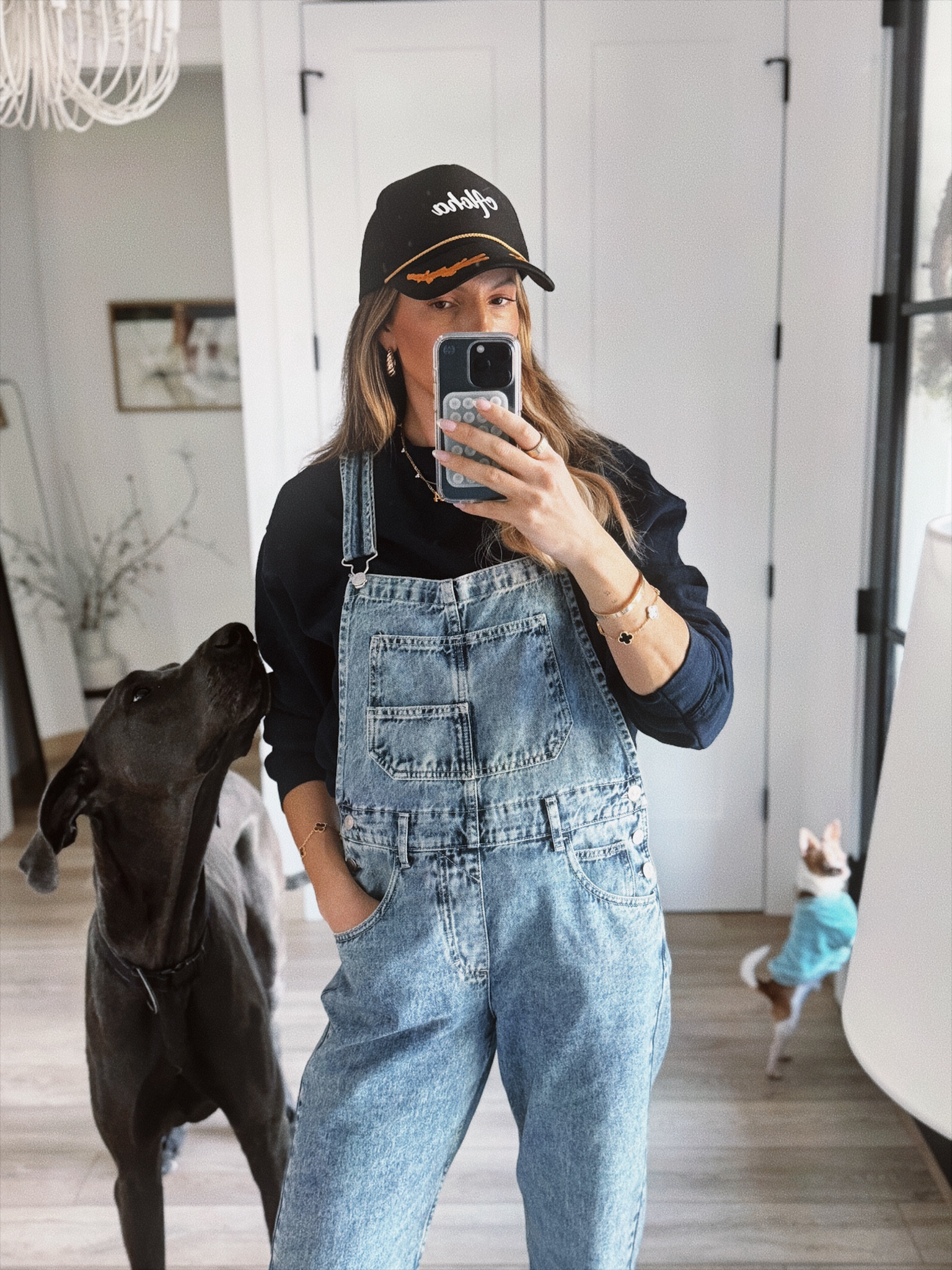 Wearing a small in the Ziggy overalls in color powder blue. Wearing a large in the sweatshirt.

#LTKfindsunder100 #LTKover40 #LTKfindsunder50