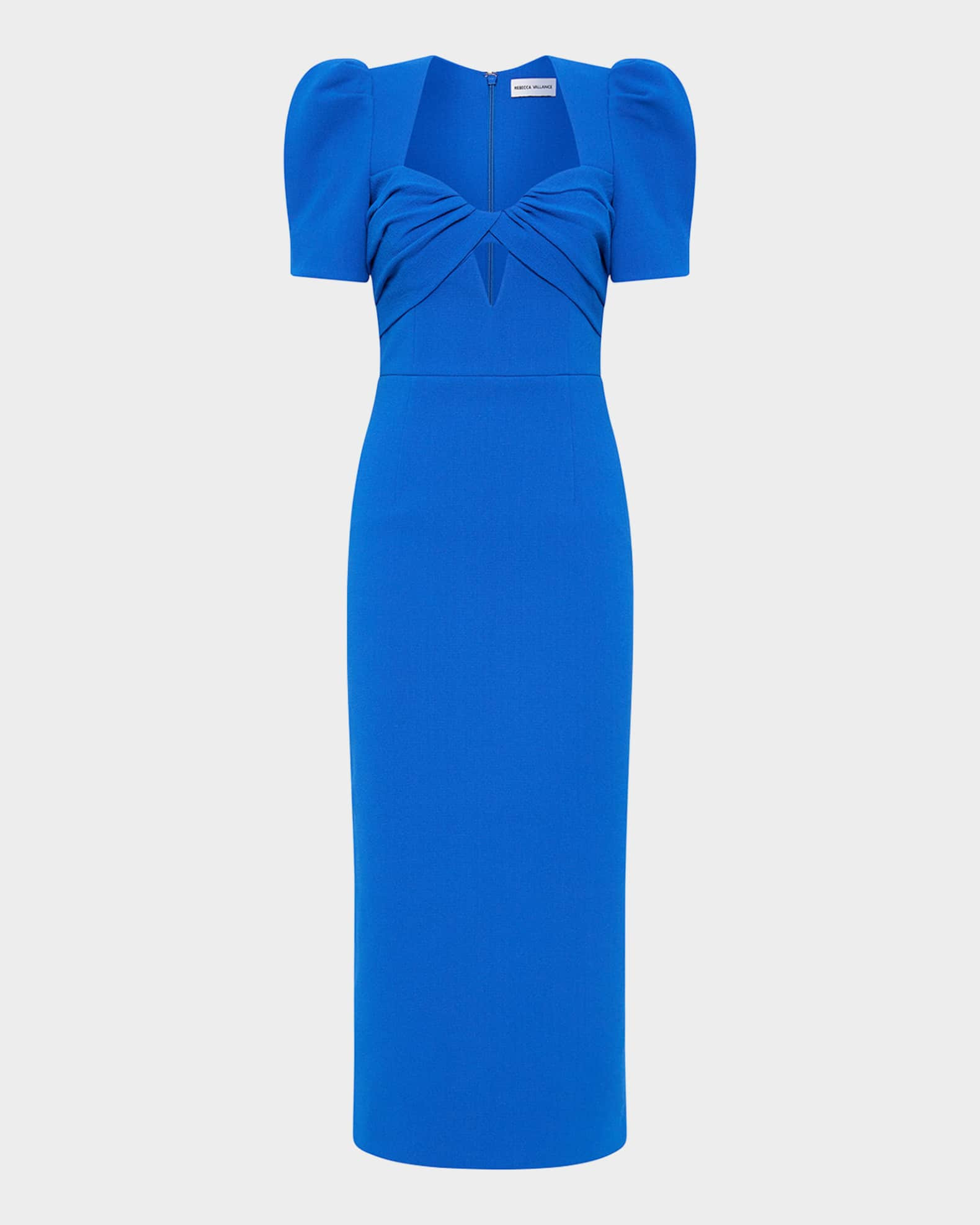 REBECCA VALLANCE Antonella Puff-Sleeve Sweetheart Midi Dress | Neiman Marcus