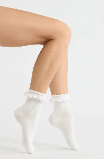 Chelsea Ruffle Cotton Blend Pointelle Crew Socks | Nordstrom