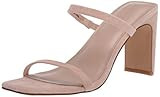 The Drop Women's Avery Square Toe Two Strap High Heeled Sandal, Natural, 5.5 | Amazon (US)
