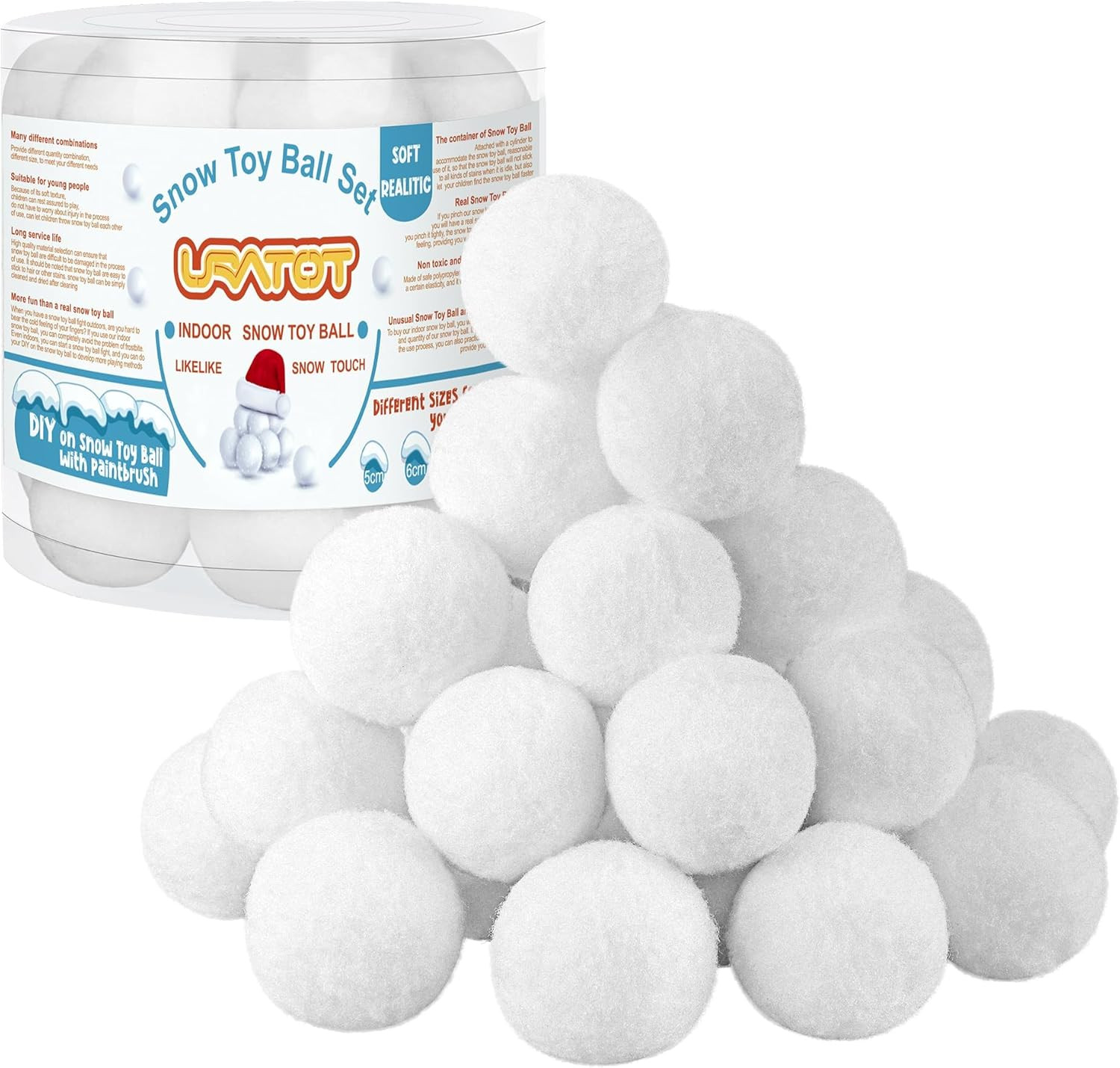 URATOT 25 Pack Snow Toy Balls for Kids Indoor, Plush Snow Fake Balls Soft Artificial Snow Fight B... | Amazon (US)