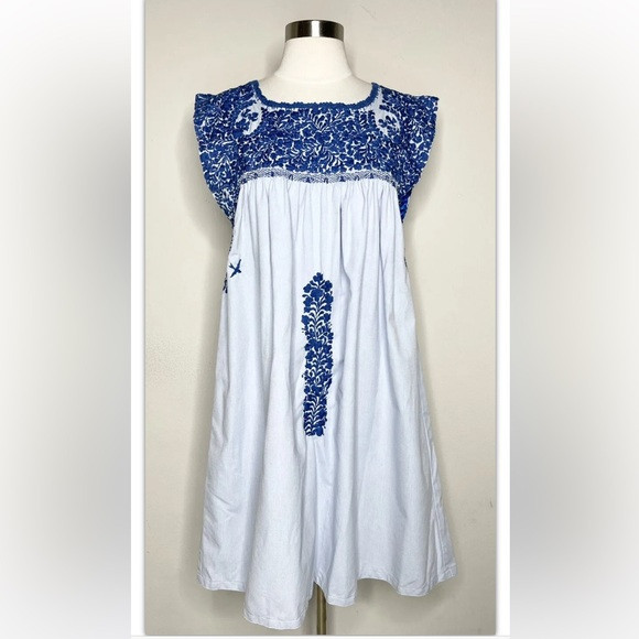 Mi Golondrina Embroidered Dress Blue Mexico. Size: L | Poshmark