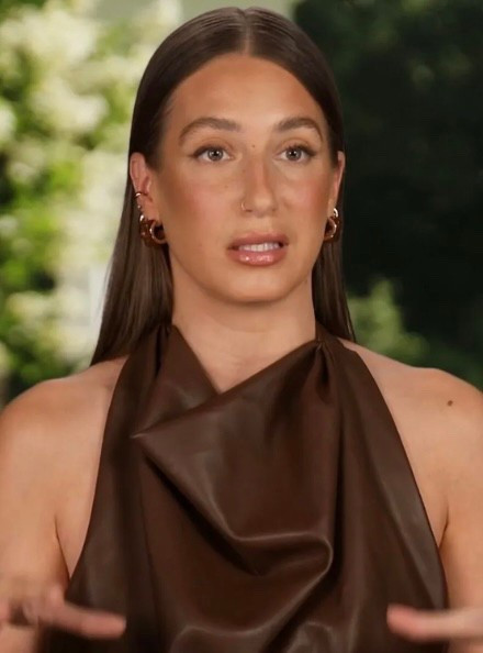Amanda’s leather top on Summer House Season 9 Episode 8