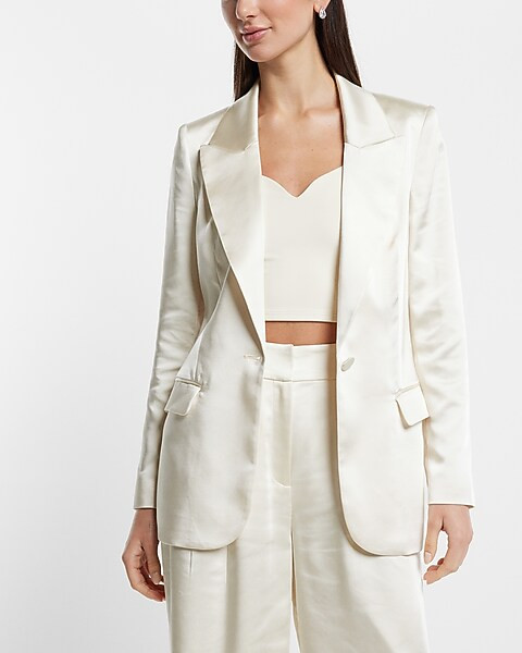 Satin One Button Blazer | Express