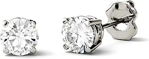 Forever One 5.0mm Round Moissanite Stud Earrings, 1.00cttw DEW (D-E-F) by Charles & Colvard | Amazon (US)