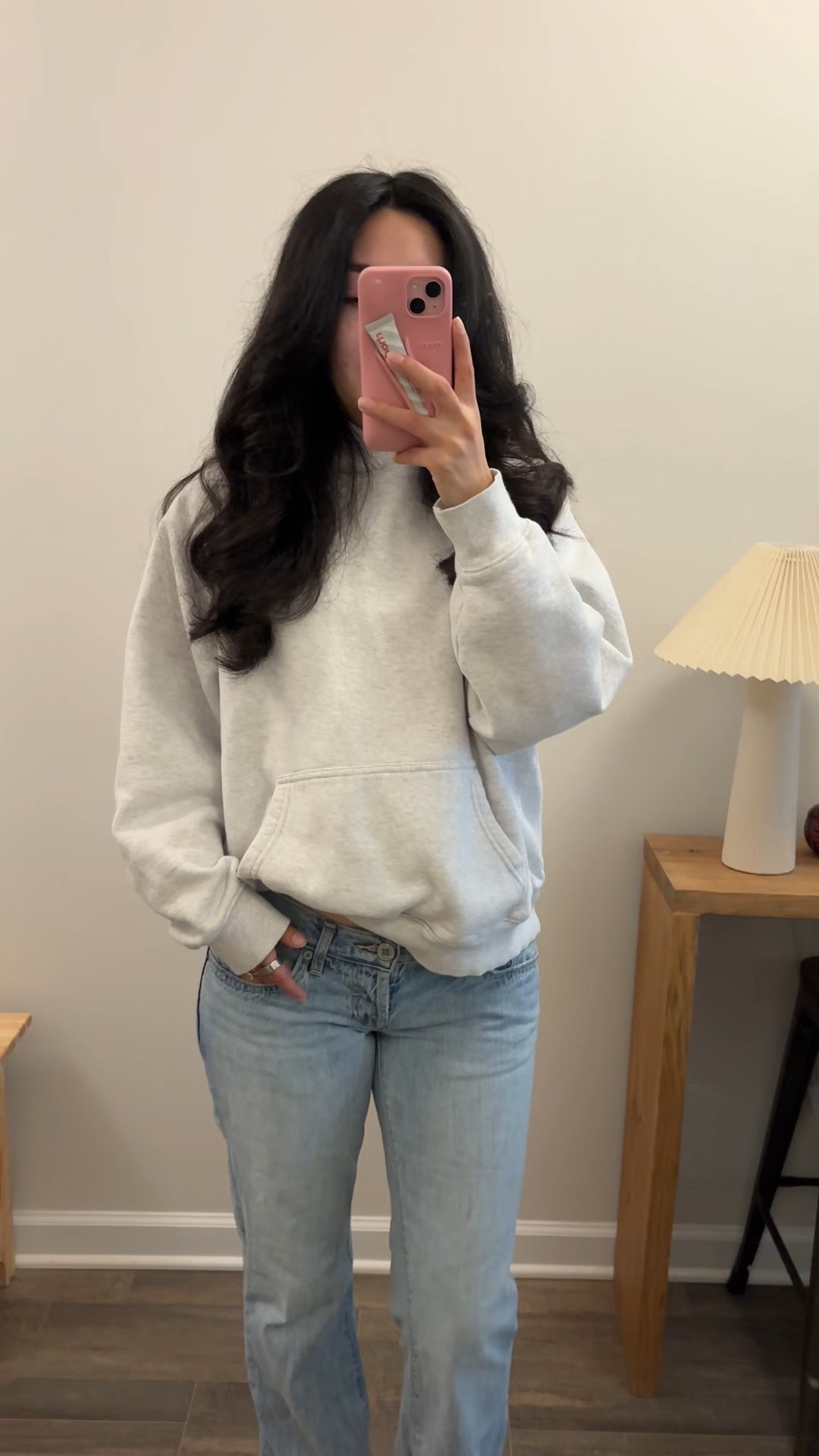 Lucky Brand addison super low rise flare jeans (28x30)
Aritzia mega fleece hoodie (m)
