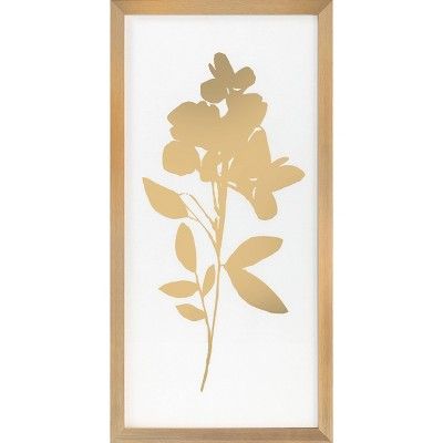 12" x 24" 2pk Foil Florals Framed Under Glass Gold - Threshold™ | Target