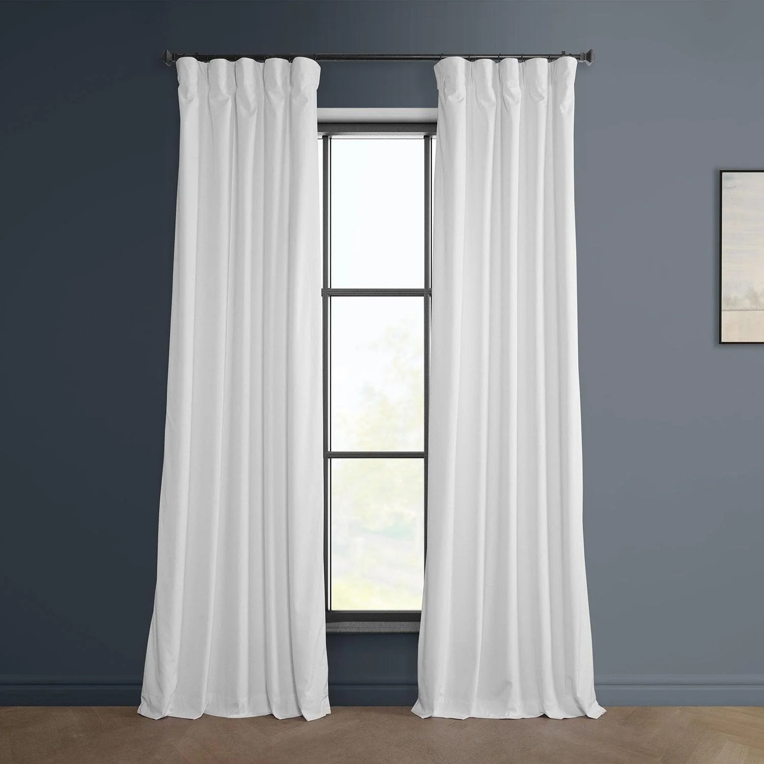 White Heritage Plush Velvet Room Darkening Curtain | Half Price Drapes