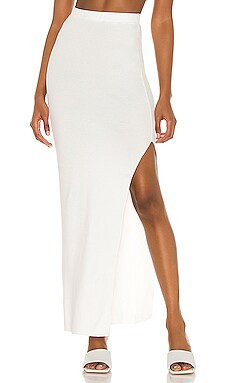 Indah Boss Solid Side Slit Maxi Skirt in Chalk from Revolve.com | Revolve Clothing (Global)